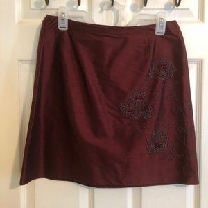 Ann Taylor Silk Embroidered Skirt